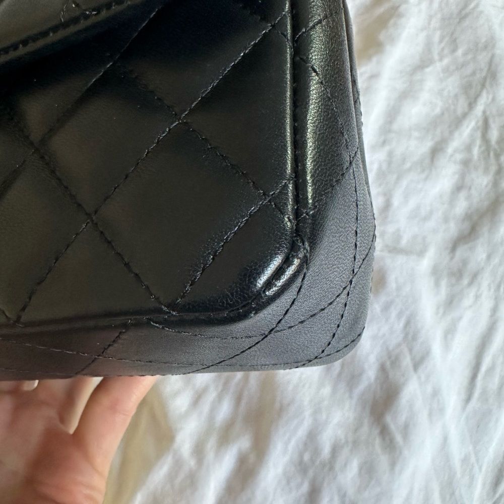 Chanel Black Lambskin Leather Mini Classic Rectangular Flap Light Gold Hardware - Picture 12 of 16